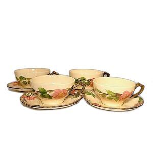 4 Vintage Sets of Franciscan Desert Rose Cup & Saucers 1940s+